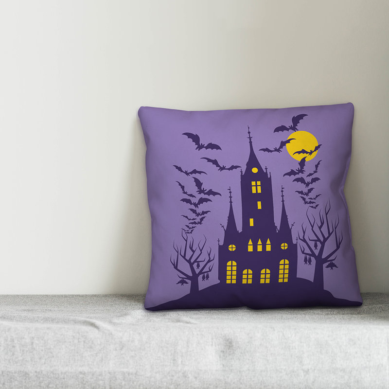  Coussin Haunted House, 16 po x 1 po, Utilisation intérieure/extérieure
