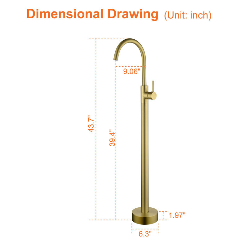 1 Handle Floor Clawfoot Tub Faucet, Brushed Gold