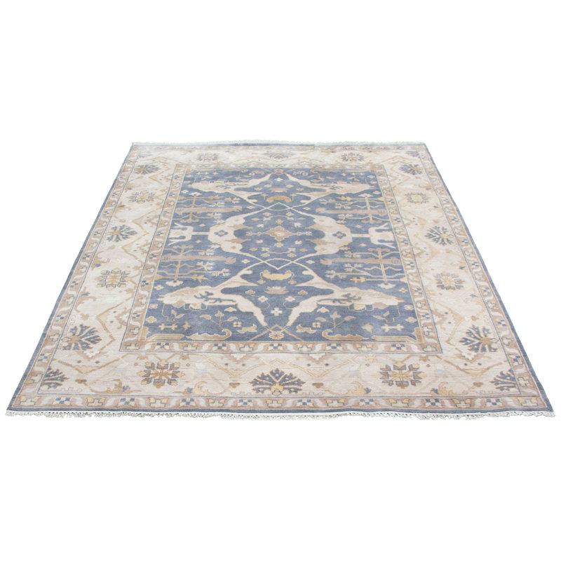 Noué à la main en laine bleu du Sud-Ouest Tapis décoratif