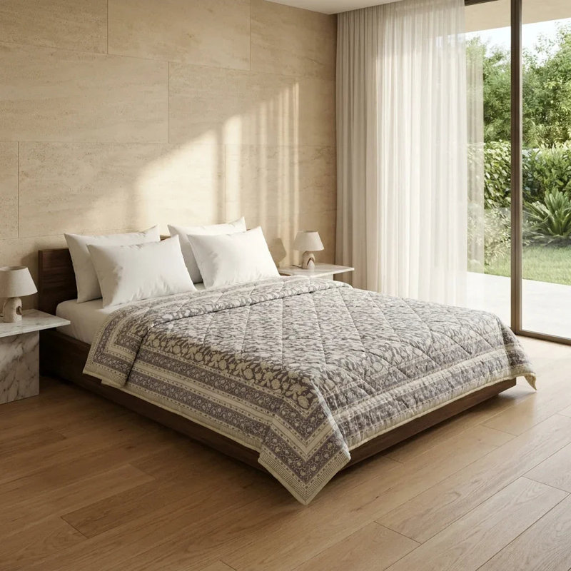 Comforter, Queen, Cream Taupe Neutral