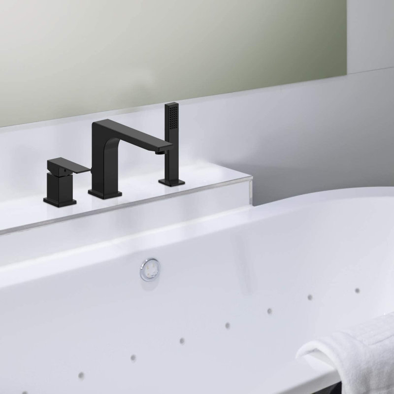 1 Handle Deck Roman Tub Faucet with Diverter, Yes, Matte Black