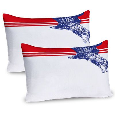 Ambesonne Eagle Pillow Sham 2 Pack American Flag Colors Bird Navy Blue Red White