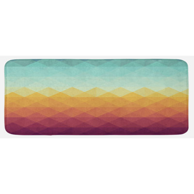 Tapis de cuisine turquoise à motif rhombus rétro à carreaux