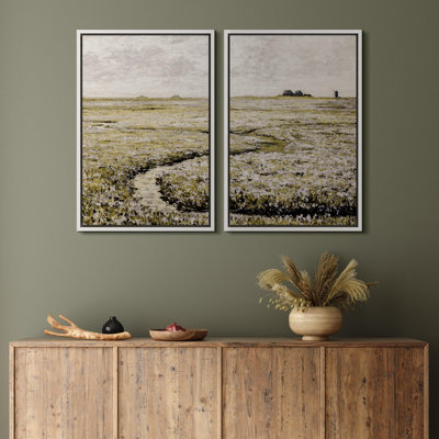 «Blooming Wildflower Fields Spring Meadow Nature Wilderness Illustration Decor Scenic», 2 pièces sur toile