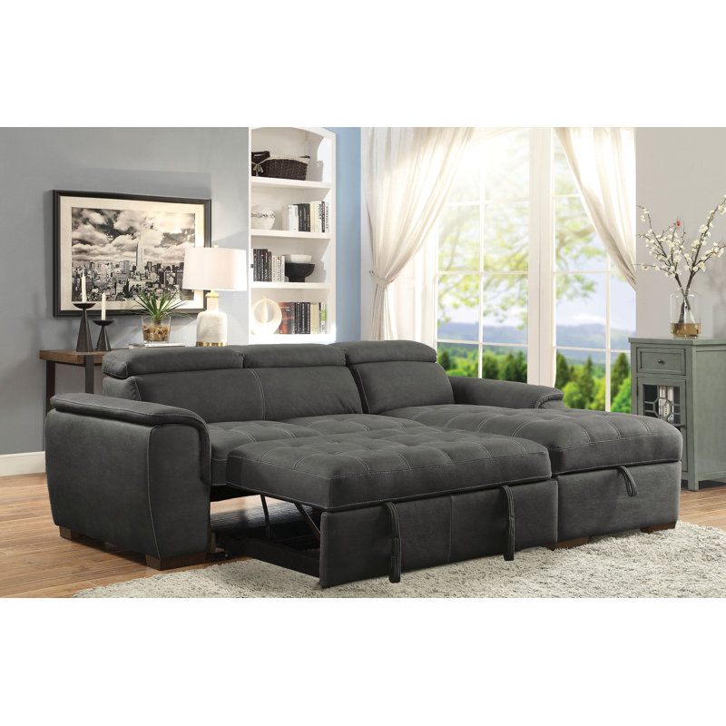 Rossetti Upholstered Sectional Right Hand Facing, Graphite Faux Leather