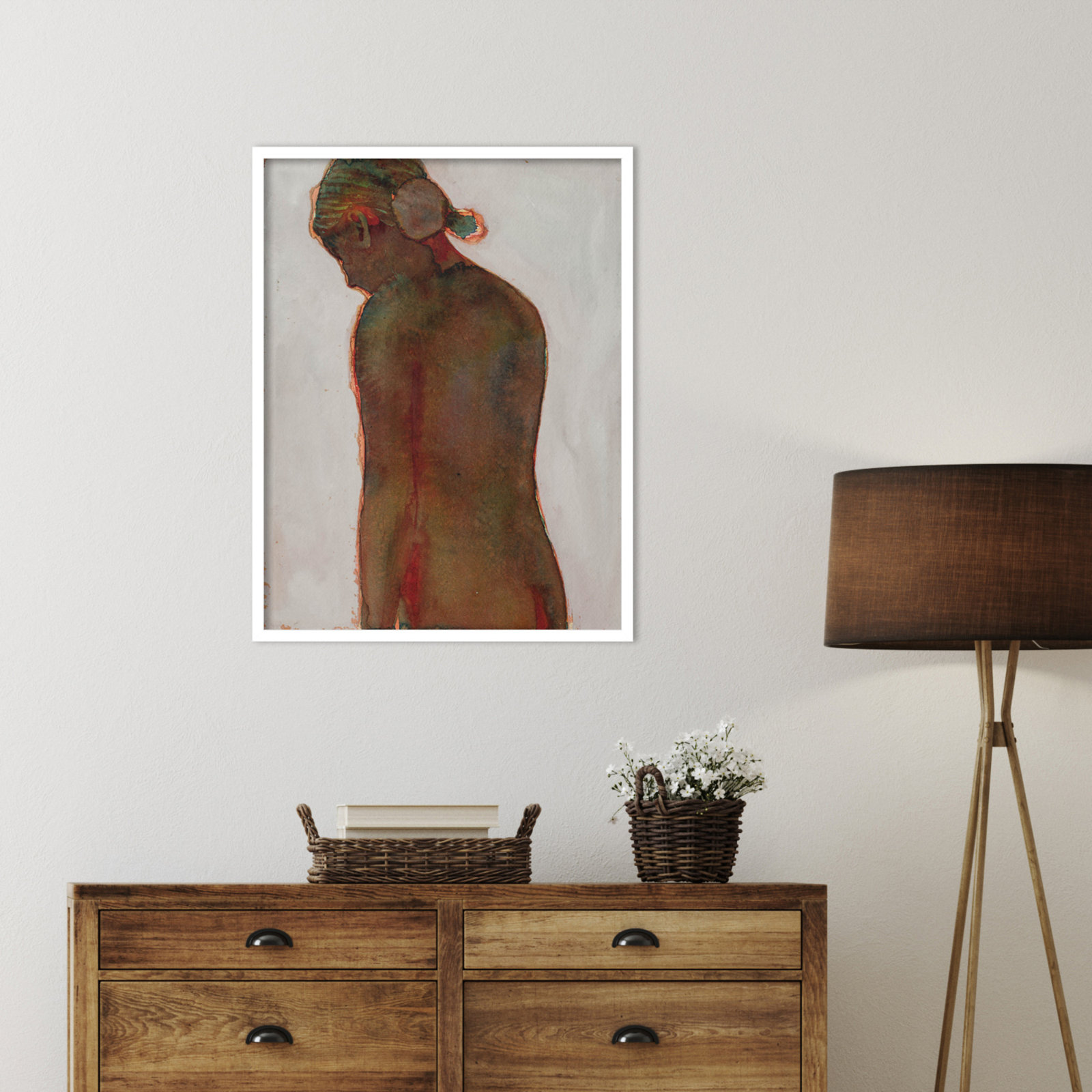 Figure Print by Dean Graham, White Framed, 33" H x 26" W