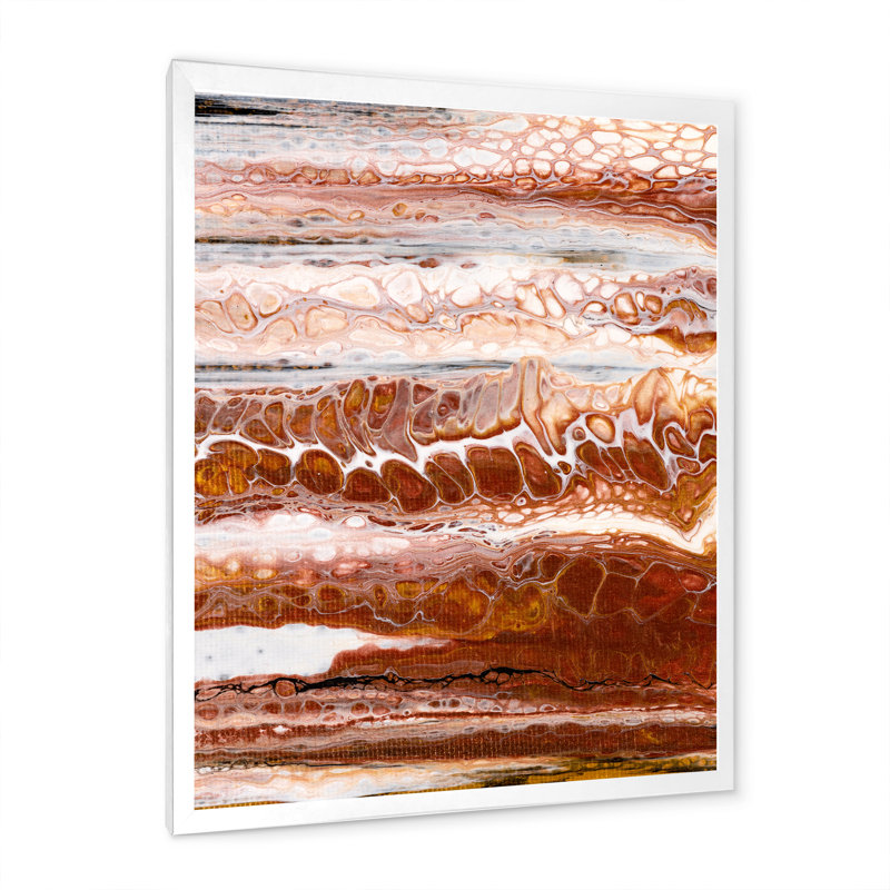 Art de formes organiques en marbre brun et noir - œuvre d'art moderne sur toile, H 20 po x l 12 po x P 1 po
