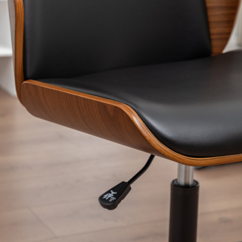 Andretta Faux Leather Upholstered Armless Office Chair, Black
