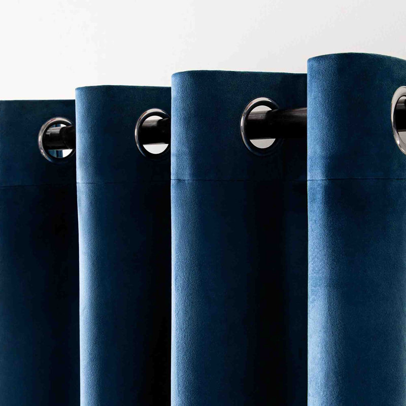 Velvet Blackout Curtain Pair (Set of 2), Peacock Blue