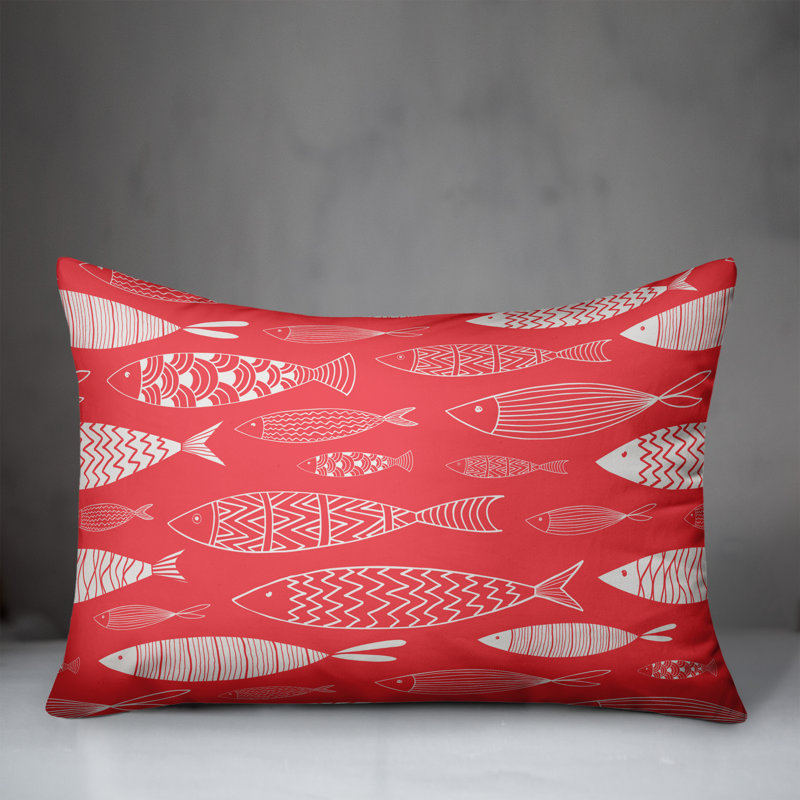  Coussin extérieur School of Fish, Polyester / Bourre en polyester, Corail vif