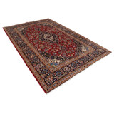 Red color Hand knotted persian Kashan 6'6'' X 9'11''