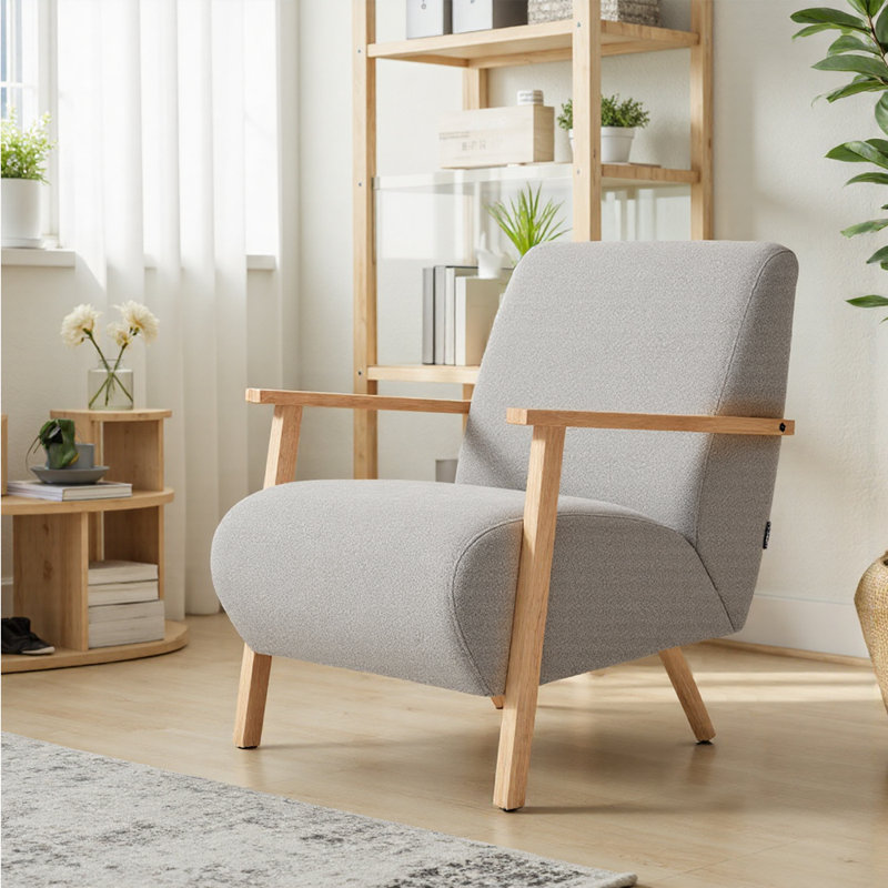 Upholstered Armchair, Chenille, 80cm H x 64cm W x 67cm D