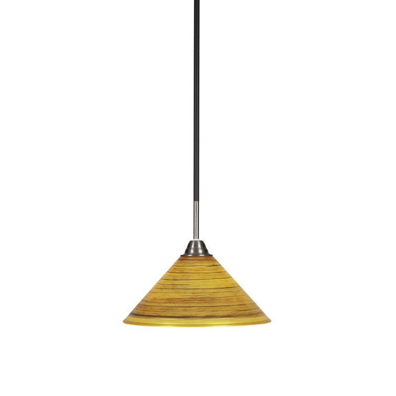 Luminaire suspendu en verre Paramount, Bulle transparente, H 10 po x l 12 po x P 12 po, Noir mat/nickel brossé
