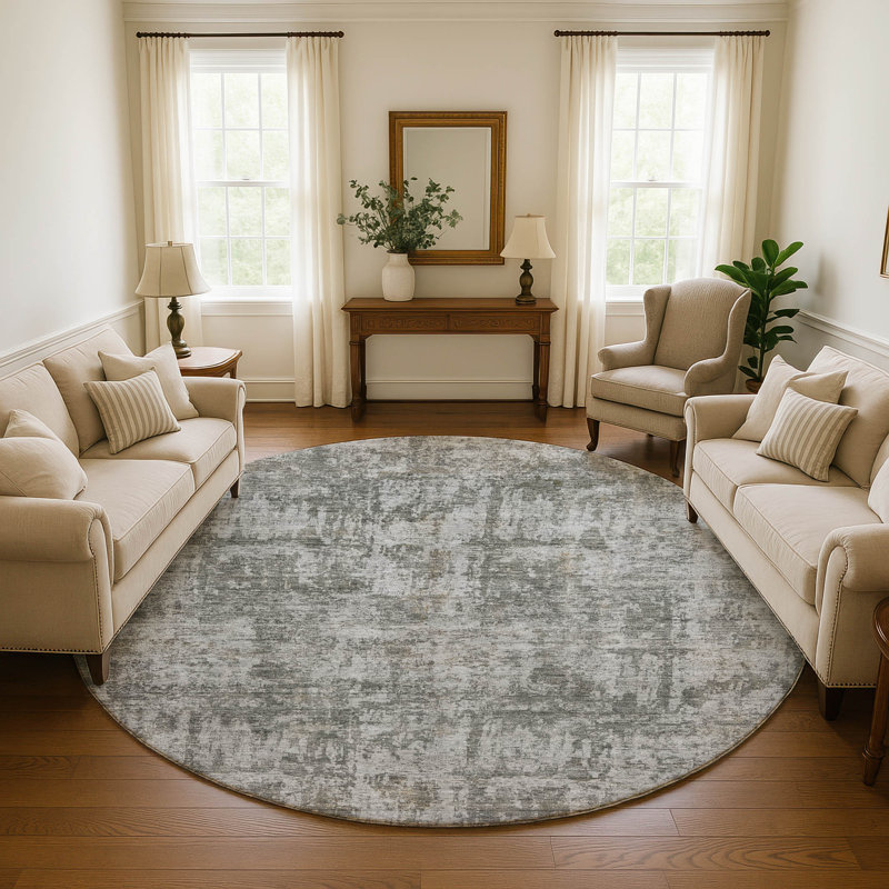 Premium Machine Washable Marasco AMF1627 Modern Rug, Round 8'