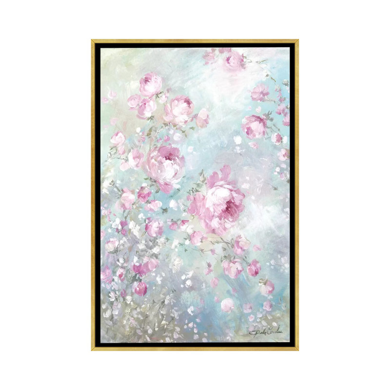 " Pink Whisper " by Debi Coules, 26" H x 18" W x 1.5" D, Gold Framed, No Mat