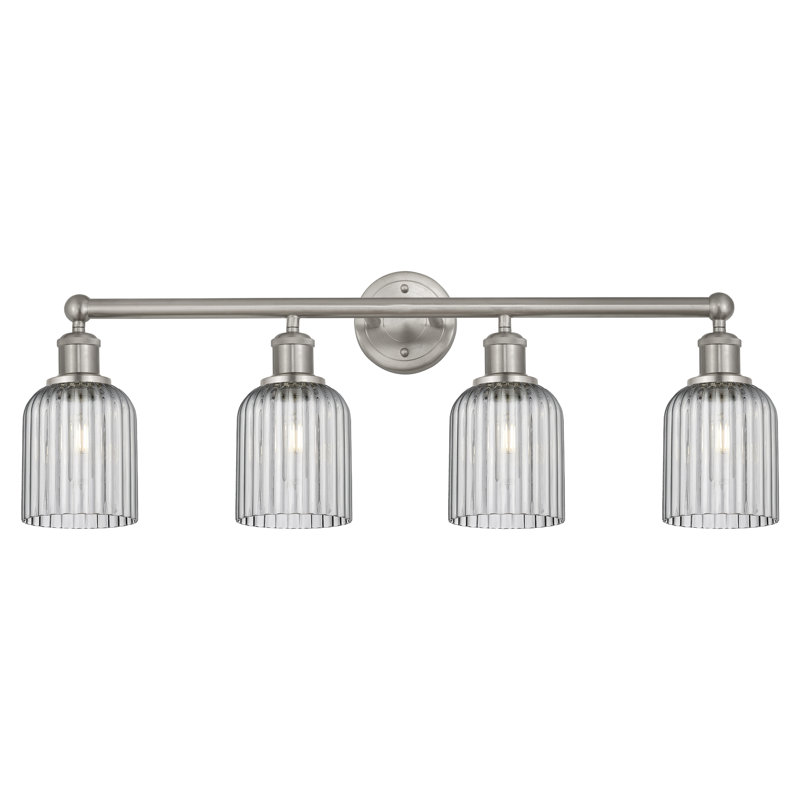 Éclairage pour meuble-lavabo à 4 lumières à intensité variable Fiennes Veil, Nickel satiné, Gris fumée