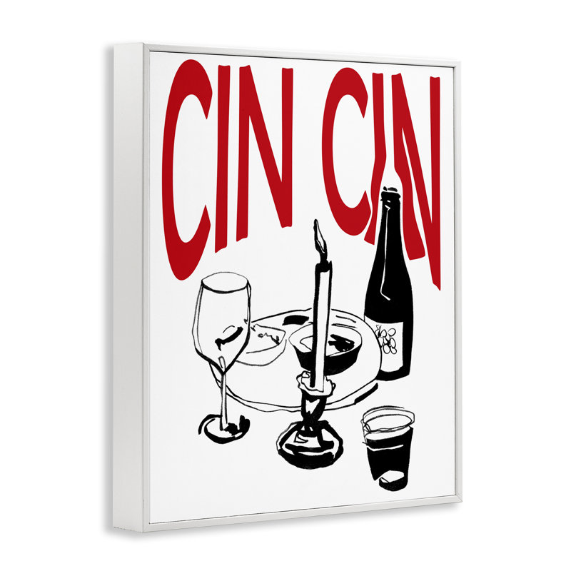  «Cheers Cin Cin Wine», estampe numérique par Melissa Wang, H 14 po x l 11 po, Estampe numérique encadrée blanc bord de mer