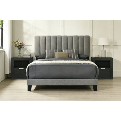 3-Pieces Bedroom Sets, Upholstered Bed Frame And Two Nightstands (Set Of 3)