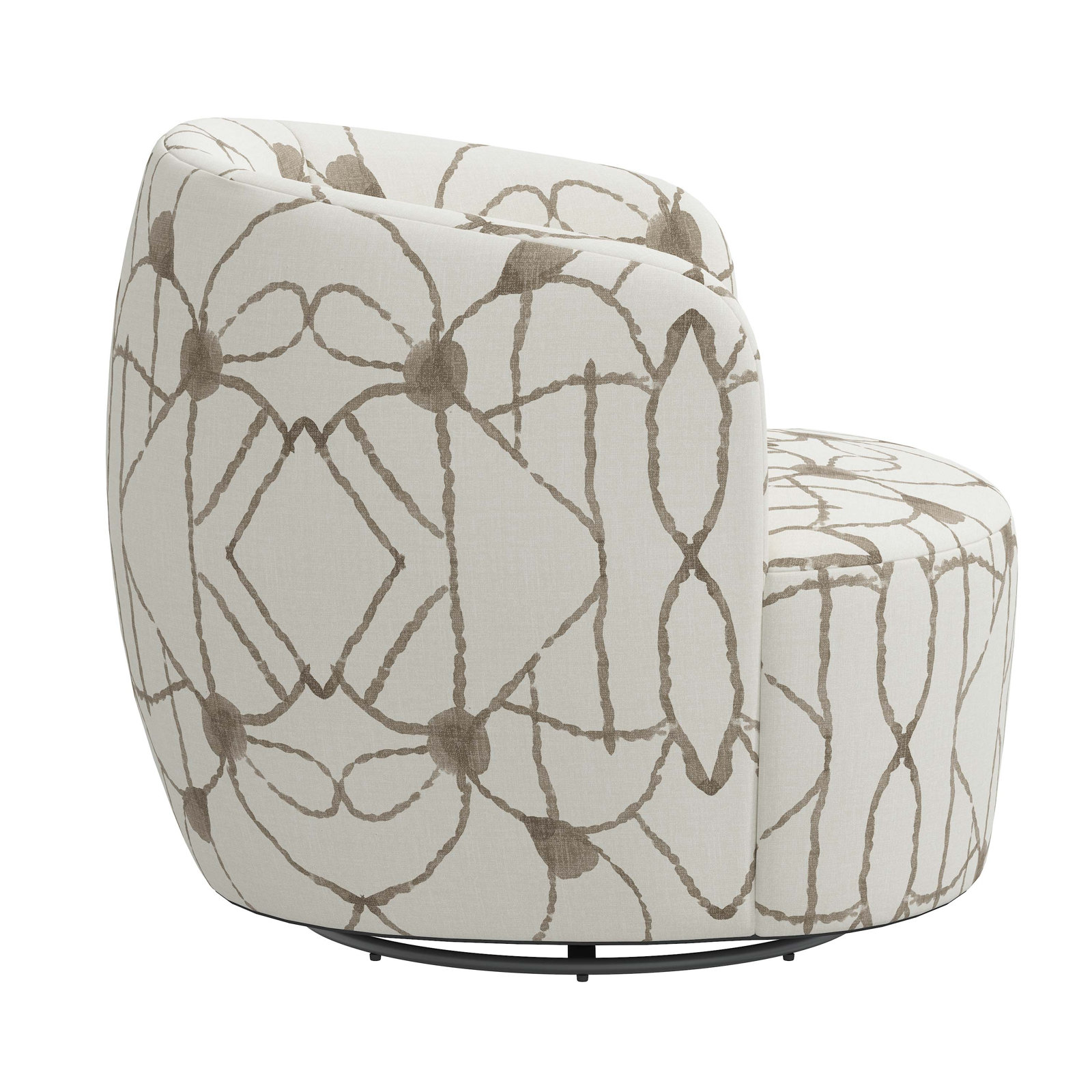 Mina Cotton Swivel Barrel Chair, Hans Cream Geometric
