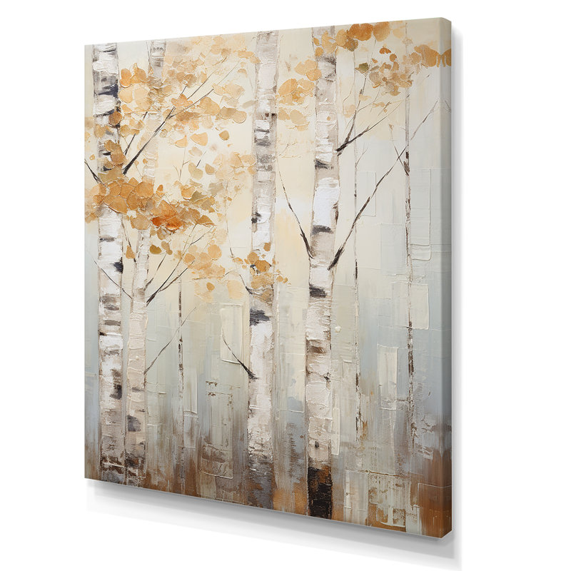 Minimalisme arbre bouleau - décoration murale arbre bouleau, H 32 po x l 16 po x P 1 po, Toile tendue
