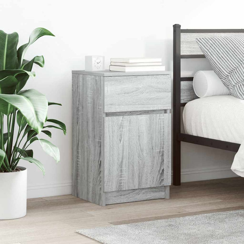 Bedside Cabinet 39X35x65 Cm Engineered Wood, Grey Sonoma