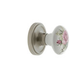 Classic Rosette with White Rose Porcelain Door Knob