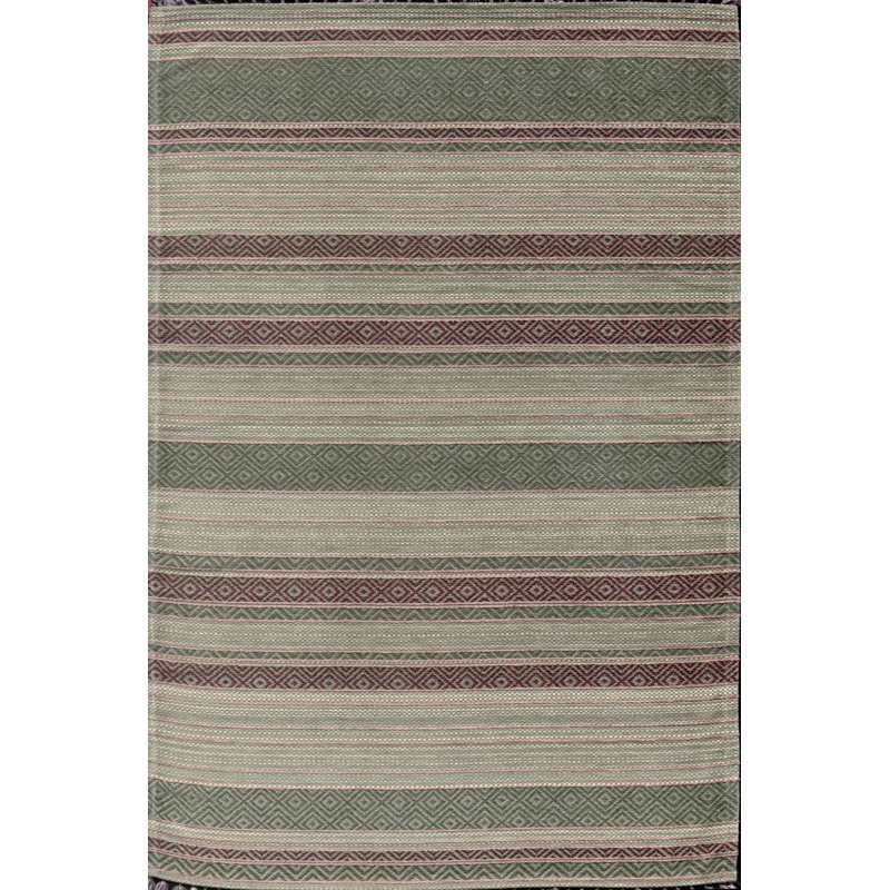 Multicolor Sectioned Stripe Pattern Machine Washable Decorative Rug, Rectangle 5'1" x 7'7" Rug Pad Included