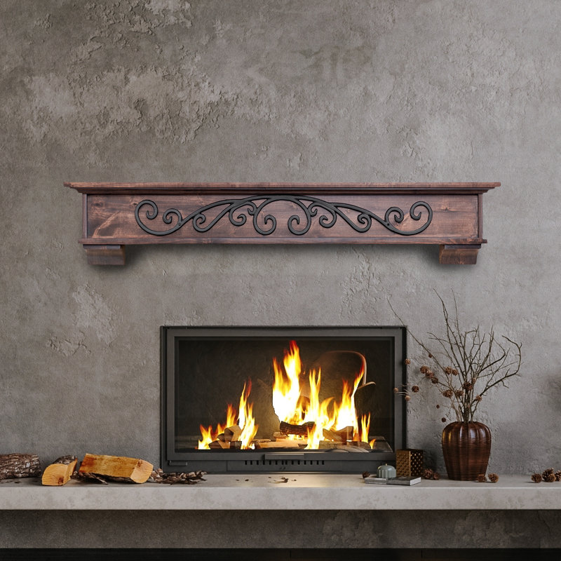 Manteau de cheminée avec corbeaux Roma, 60", Bois brun