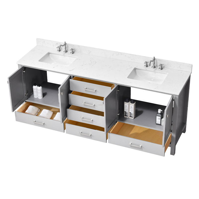 Angela 84" Double Bathroom Vanity Set, Gray