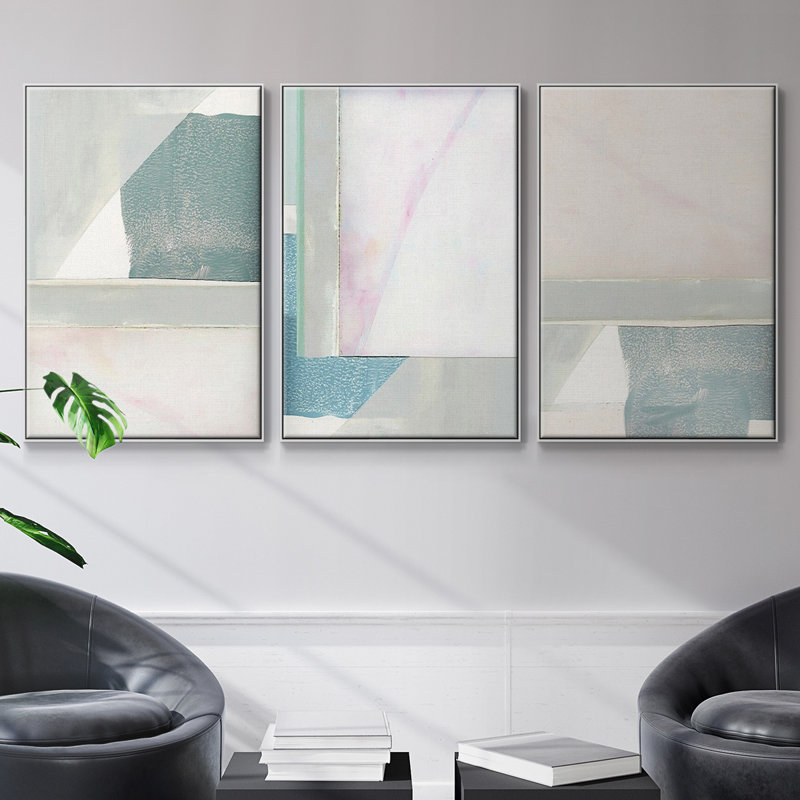 Couturier I - Ensemble de 3 reproductions encadrées sur toile, H 36 po x l 72 po x P 2 po, Blanc
