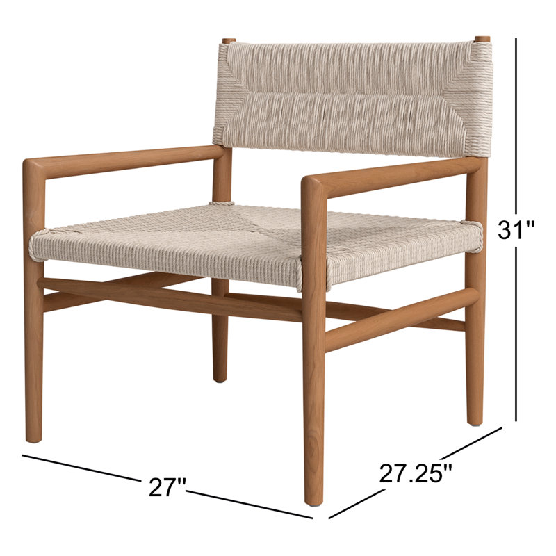 Lomas Outdoor Dining Armchair, Natural Teak/Light Brown