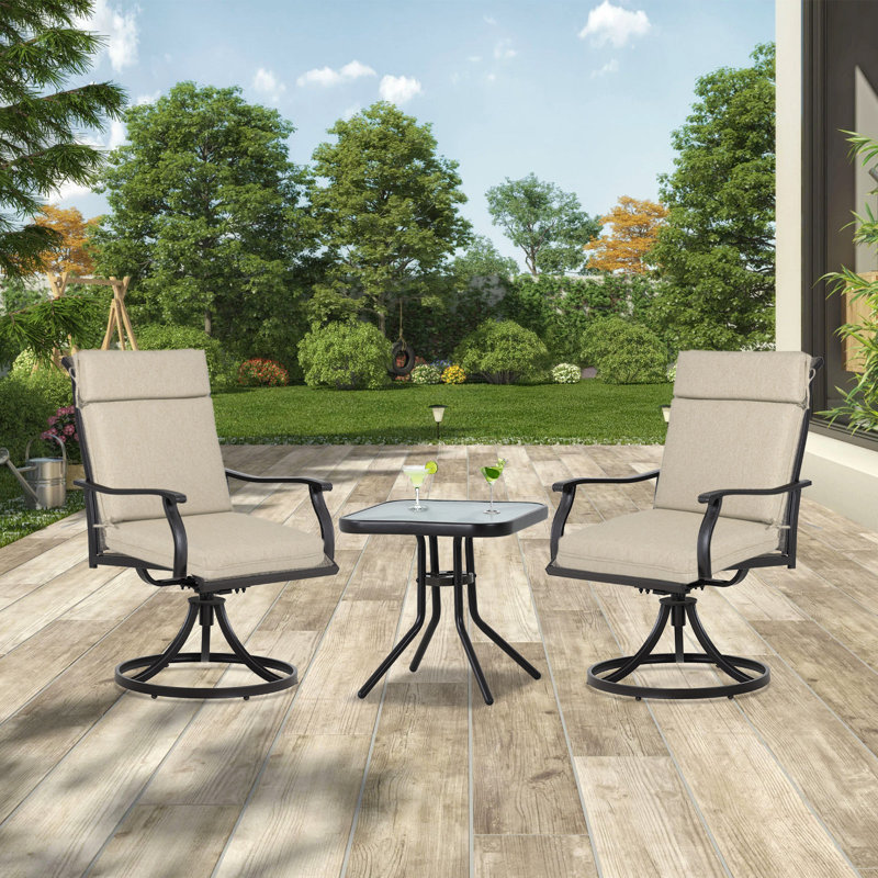 Ensemble de 2 coussins de chaise d'extérieur à haut dossier, L 20 po x P 17 po, Brun