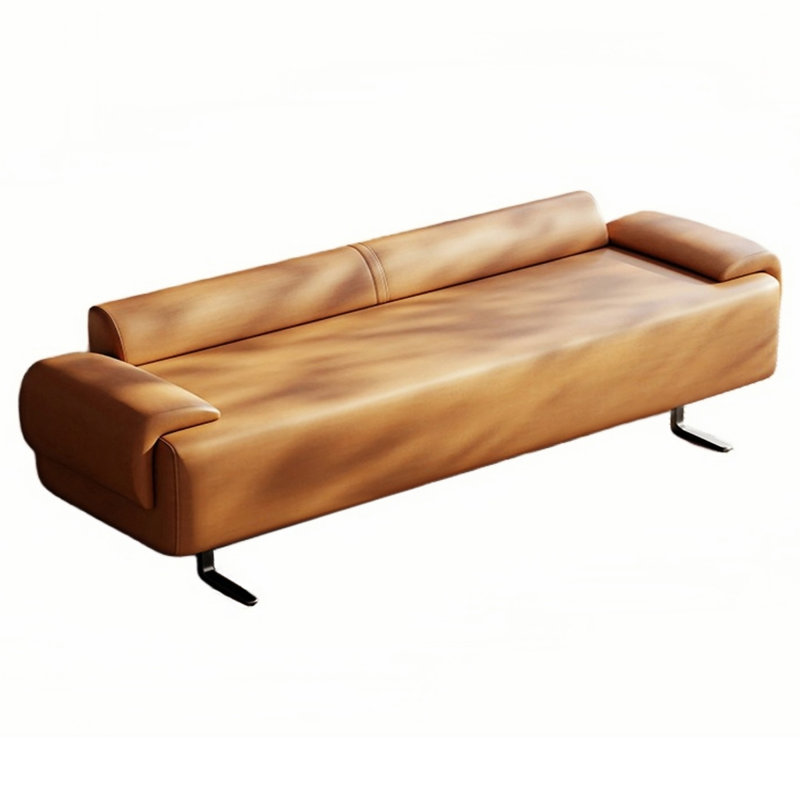 Banc rembourré en cuir de microfibre crème, Orange
