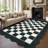Washable Scalloped Rug Modern Checkerboard Rug Non Slip, Soft Non Shedding Thin Carpet, Indoor Low Pile Foldable Carpet, Contemporary Printed Mat for Living Room Bedroom-1456443145