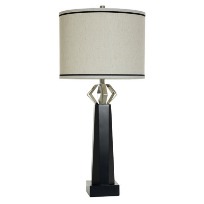 Norman Wyatt Home - Icon - Lampe de table - noir avec poly argent - abat-jour gris