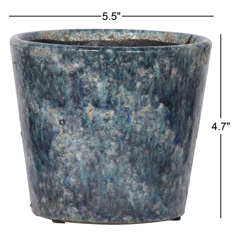 Pot à fleurs en terre cuite Duke, H 4,7 po x l 5,5 po x P 5,5 po, clair