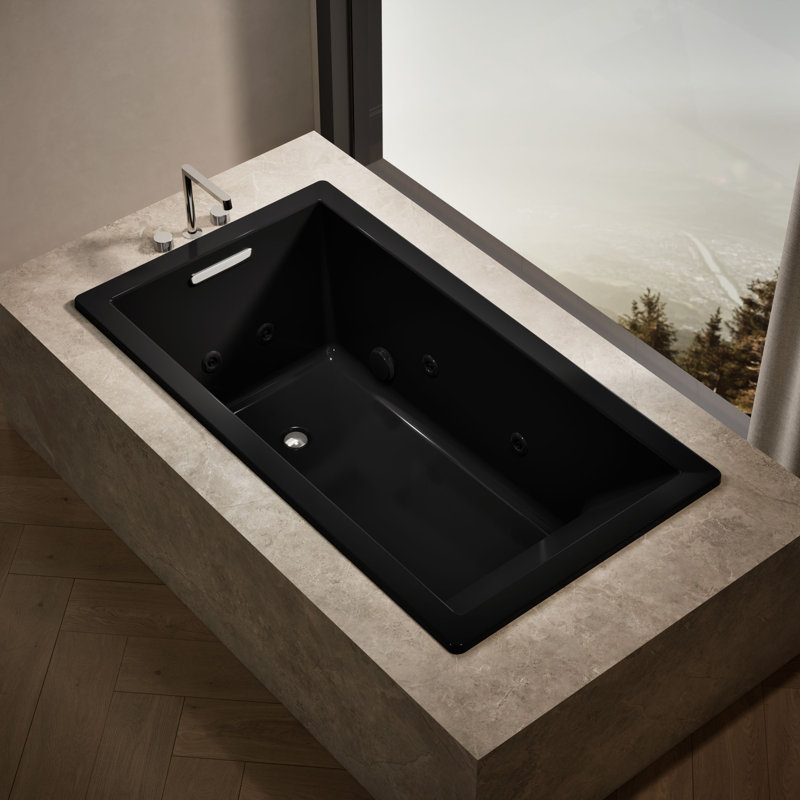 Baignoire tourbillon en acrylique 66 "x 36" avec chauffage, Noir