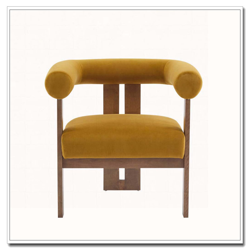 Fauteuil d'appoint rembourré en velours, Mustard Yellow