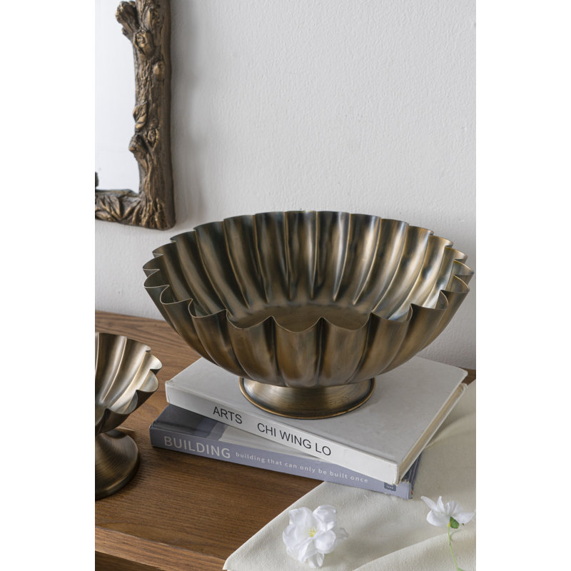 Bol piédestal en fer avec motif festonné D12.5X5.5 "