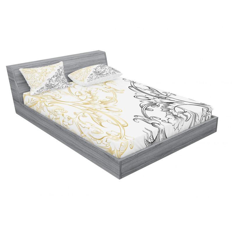 Microfiber Floral Sheet Set, Full Sheet Set with Fitted Sheet