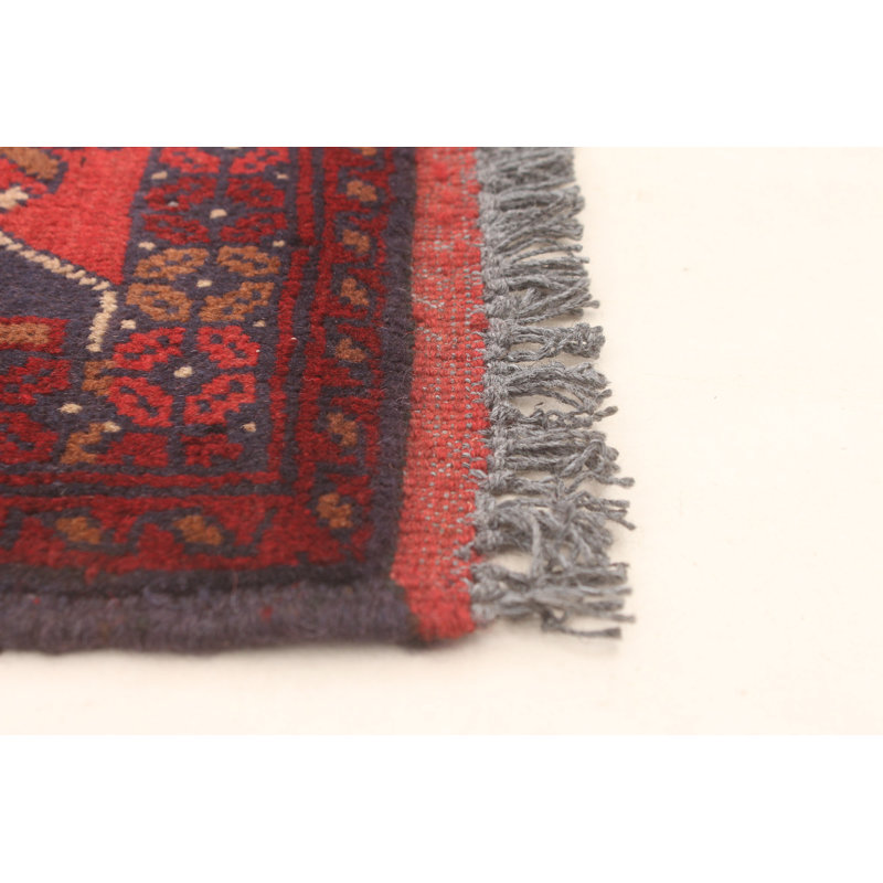 Tapis rouge noué à la main Esari Turkman 5 pi 10 po x 7 pi 7 po