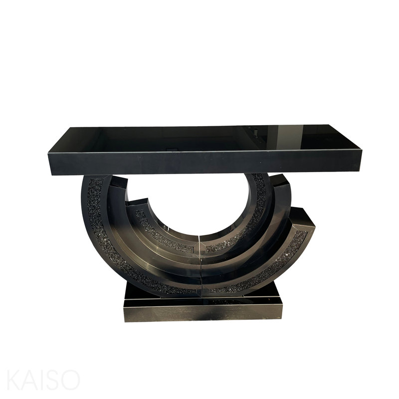 Console, miroir en forme de croissant, diamant concassé pour le salon - noir