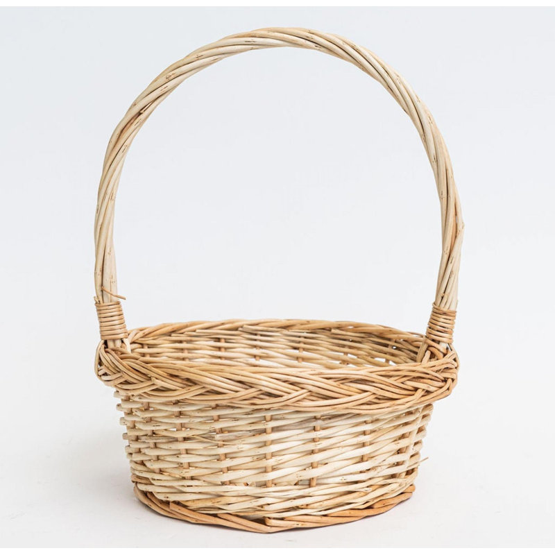 Panier en osier à long manche, H 11,5 po x l 10 po x P 10 po