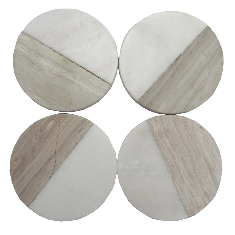 Betim Marble Round 4 Piece Coaster Set