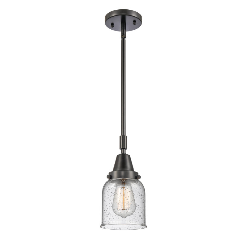 Luminaire suspendu en forme de cloche à 1 lumière Adhafera, H 44,12 po x l 5 po x P 5 po, DEL, Noir mat