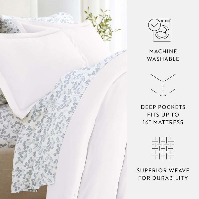 Full White Toile 8-Piece Bedding Bundle with Duvet Cover