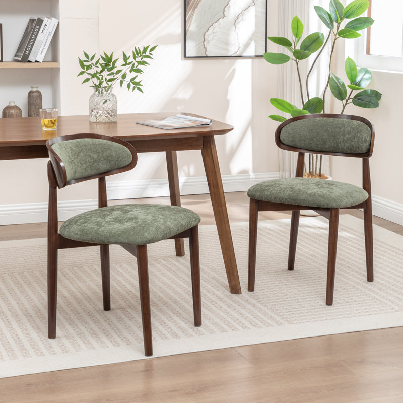 Chaise d'appoint rembourrée en bois massif, Vert