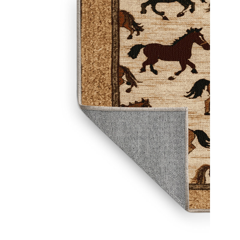  Tapis lavable Farm Horses Farm, Rond 7 pi