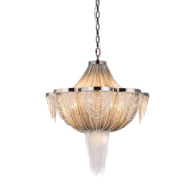 Lustre ananas en acier inoxydable à 12 lumières Jeroma