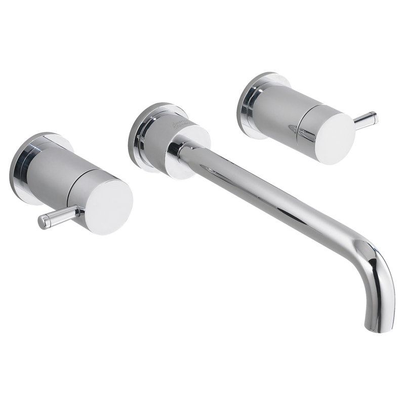 Robinet pour salle de bain mural avec poignées leviers doubles Serin, Chrome, 1